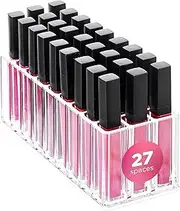 FAJ Lip Gloss Holder Organizer, 27 Spaces Clear Acrylic Makeup Lipgloss Display Case