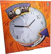Zugar Land Funny Black Backwards Joke Wall Clock (9") Large Numbers. Runs Counterclockwise and Reverse