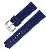 ARSUGMZ Waterproof Sweat-Proof Watchbands Rubber Silicone Universal Replace Needle Buckle Watch Strap Men Women 22mm(Blue-Steel-K2)