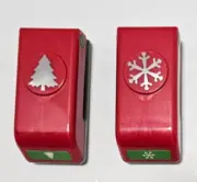 Two Winter Pine Tree and Snowlflake Punches