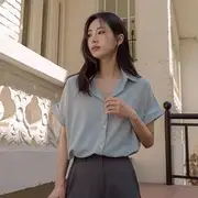 Cap-Sleeve Plain Shirt Black - One Size