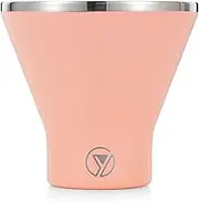 ​Elegant Stemless ​Martini Glass​ 8oz - Shatter Proof - Unbreakable - Double Wall ​Stainless Steel Tumbler ​- Powder Coated - Stylish Martini Glass​ for Cocktails on the Go (Blush Rose Gold)