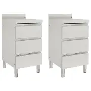 Commercial Kitchen Cabinets with 3 Drawers 2 pcs Stainless Steel