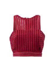 Burgundy Textured Mesh Halterneck Top