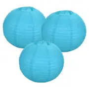 3Pcs Decorative Hanging Round Paper Lanterns 35cm/14" Blue