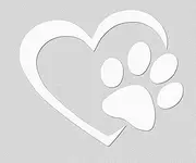 Dog Paw Heart Decal for Dog and Animal Lovers. for car and Truck Windows, laptops and Macbooks, iPads and Tablets, iPhones and Cell Phones, Yeti and Rtic Tumbler Cups, and More!