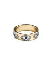 Baublebar Eye To Eye Blue Crystal Evil Eye Band Ring in Gold Tone 6