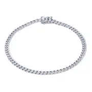 10K White Gold Solid 4mm Miami Cuban Link Chain Bracelet Lobster Clasp Men 9"