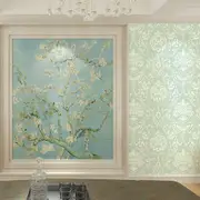 Wallpaper for Kitchen 3D Damask Flocking Non Woven Wallpaper European Style Self Adhesive Wallpaper for Home Decoration -Green