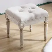 Chairus Square Fabric Tufted Ottoman Bench Stool Rustic wood legs