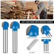 4Pcs 1/4 Inch Shank Round Nose Router Bit Set Carbide Double Flute Core✳*✿