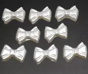 200 Pure White Acrylic Half Pearl Bows Tie Flatback Beads 12mm Scrapbook Craft