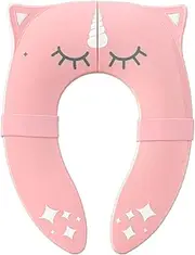 Hippypotamus Travel Potty Seat for Toddler - Folding Potty Training Seat - Portable Toilet Seat Cover for Baby & Kids (Pink Unicorn)