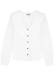 Ganni Cotton-poplin Shirt - White - 14 14