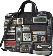 Vintage Wall of Radio Boombox Laptop Case Shockproof Protective Notebook Case Portable Laptop Bag Waterproof Briefcase Bag