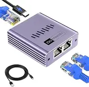 Ethernet Splitter 1 to 2 1000Mbps, Gigabit Network Switch, Ethernet Switch RJ45 LAN Internet Splitter with USB-C Power Cable for PC/Laptop, TV, Modem, Switch, Router