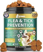 YOTANGO Flea and Tick Chewables for Dogs & Puppies, 200 Soft Treats, Natural Dog Flea and Tick Support Chews, Gentle Daily Support Chews, Skin & Coat Support for All Breeds & Ages