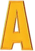 First Anything A Letter Patches Iron On Small A Alphabet Text Yellow Embroidered for Hat Shirt Jacket Clothing Backpacks Jeans Cap Size About 2.80x1.80 Inch A144
