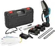[Oppsbuy] 6/4 inch Mini Chainsaw, 21V Portable Cordless Chainsaw with Safety Lock, 5000r/min Brushless Motor for Tree Branch Cutting, Pruning, Gardening (2 Chains + Tool Kit Included)
