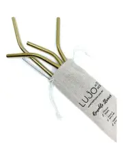 [Lujo Home] Reusable Smoothie Straws Gold Bent