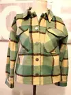 NWT Democracy Long Sleeve Snap Front Jumbo Green Multi Plaid Print Shacket!