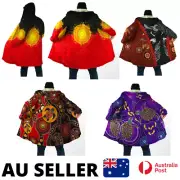 Sherpa Lined Aboriginal Indigenous Art 3D Printed Jacket Hooded Cloak - AU Stock