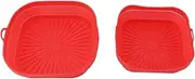 2 Pack Square Silicone Fryer Liners Reusable Collapsible High Heat Resistant Non Stick Baking Pot for Air Fryer Cooking Cakes Bread Meat 8.1x8.1 Inch Food Grade Silicone (-3118230162814)