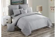 Seersucker Quilt/Doona/Duvet Cover Set - Grey