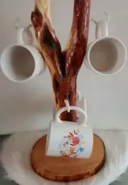 Hand Crafted Diamond Willow Cup Holder Unique One Of A Kind Kitchen New