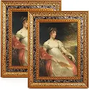Esdallina 5x7 Picture Frames (2 Pack, Gold) Retro Designed Photo Frame Classic Simple Home Office Decor