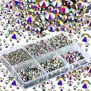 4000 Pieces Hotfix AB Clear Crystal Rhinestones Flatback Gems Round Bulk for Crafts Clothing Dance Costumes (Crystal AB)