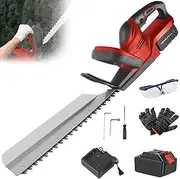 Long Reach Hedge Trimmer Cordless Electric Scissors Secateurs Grass Cutter with 3 Level Safety Switch, Hedge Shears Cordless Strimmer Garden Tools, for Shrubs and Border Plants red NO.2