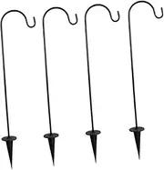Happyyami 4pcs Lawn Plug Hook Hanging Stand Bird Feeders Shepherds Stake Garden Stake Hooks Outdoor Lantern Hooks Plant Hook Stake Heavy Duty Clothes Hanger In-ground Hooks