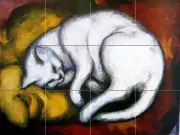 Art Marc Franz Cat Mural Ceramic Backsplash Bath Tile #2114