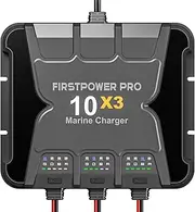 Upgraded 3 Bank Marine Battery Charger 10X3, 30A (10A/Bank) - 12V Waterproof Onboard Battery Charger, Battery Maintainer & Desulfator for SLA/AGM, Lithium (LiFePO4), Calcium & Deep-Cycle Battery