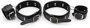 Black Leather Bed Toys Ré-s`tr`ái-nt B=D`S-M Grand Circle Connect Wrist Hand C-ǖ`f`f=s Bo`ndà-gé