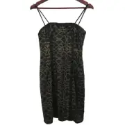NWT Aidan by Aidan Mattox Black Gold Lace Sleeveless Strapless Dress Size 4