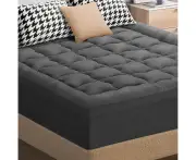 STARRY EUCALYPT Double Size Pillow Top Mattress Topper 7cm Thick with Fabric Cover, 1000 GSM Microfibre Filling Beddings Bed Mat Pad(Grey)