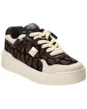 Valentino One Stud XL Toile Iconographe Canvas & Leather Sneaker