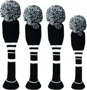 Riismen 4-Piece Set Premium Knitted Golf Club Headcovers & Cap Cover - Ideal for 1, 3, 5 Woods & Fairway Courses