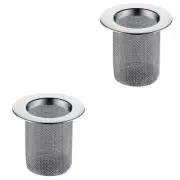 Set of 2 Filter Steel Drain Strainer Sink Debris Stopper Basin Drainage