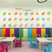 在飛比找蝦皮商城精選優惠-◤↕卡通動物英文ABC早教3D壓克力牆貼幼兒園教室佈置裝飾創
