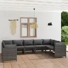 Garden Lounge Set With Cushions 9 Pcs Elegant Patio Modular Sofa Furniture Grey