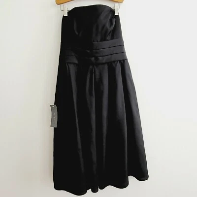 ANN TAYLOR Petites Black Silk Strapless DRESS optional straps NWT $168 XS/S 4P