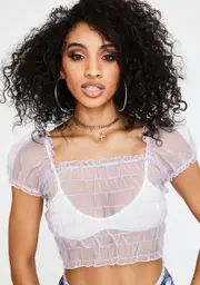 [Dolls Kill] Marilla Sheer Crop Top