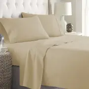 Branded 6 PCs Bed Sheets Set AU Select Wall Depth Size & TC Taupe