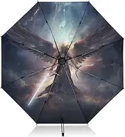 [PDZRMY] UV Protection Travel Umbrella Archangel Sword Wing Compact for Rain and Sun - Auto Open and Close UPF 50+ Windproof Portable 46” Sun Umbrella for Women and Men