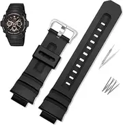 [Asackbper] Rubber Watchband Fit for Casio G-SHOCK Strap 4778 AW-591/590/5230AWG-M100/101 G-7700/7710 Waterproof Mens Silicone Black Bracelet