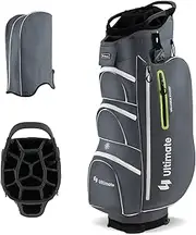 Costway Golf Cart Bag, Golf Club Bag w/ 15 Way Top Dividers Including Individual Putter Well, 7 Pockets, Cooler Bag, Shoulder Strap & Rain Hood, Lightweight Golf Carry Bag for Men & Women