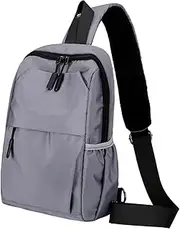 [Vaveren] Men's Chest Bag Casual Daypack Reflective Strip Zipper Closure Mini Crossbody Bag Shoulder Purse for Shopping Riding Trekking